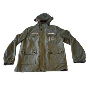 🔥Leduntino Men's L Green Jacket Find Your Own Way Windbreaker Waterproof Hooded